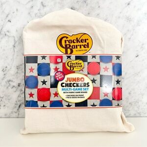 NEW Cracker Barrel Jumbo Checkers Game Set Fabric Board Red White Blue Age 5+